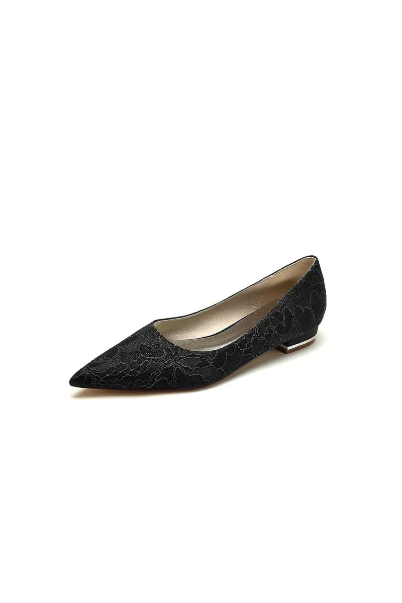 Simple Lace Pointed Toe Kitten Heels