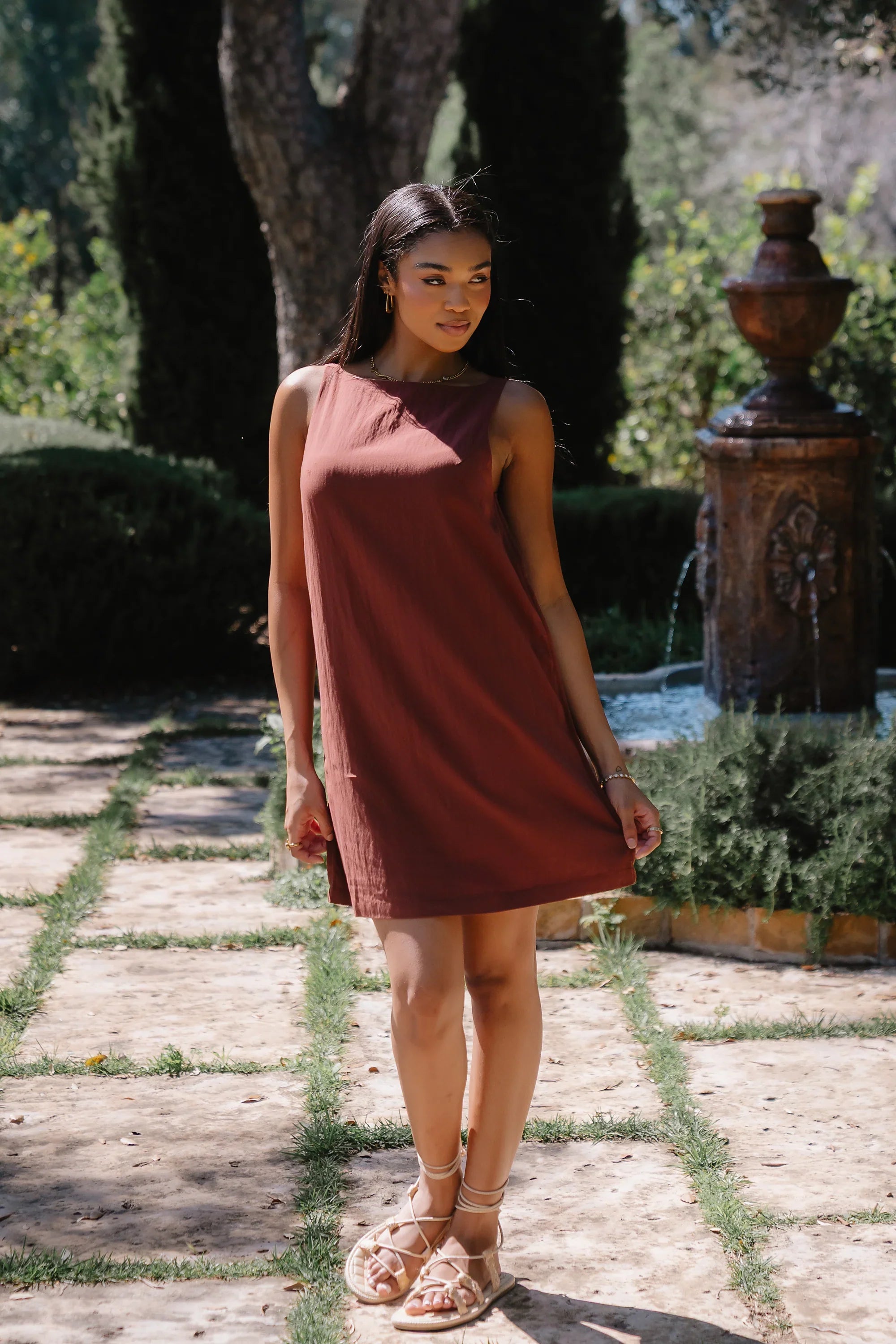Aria Mini Dress in Brown