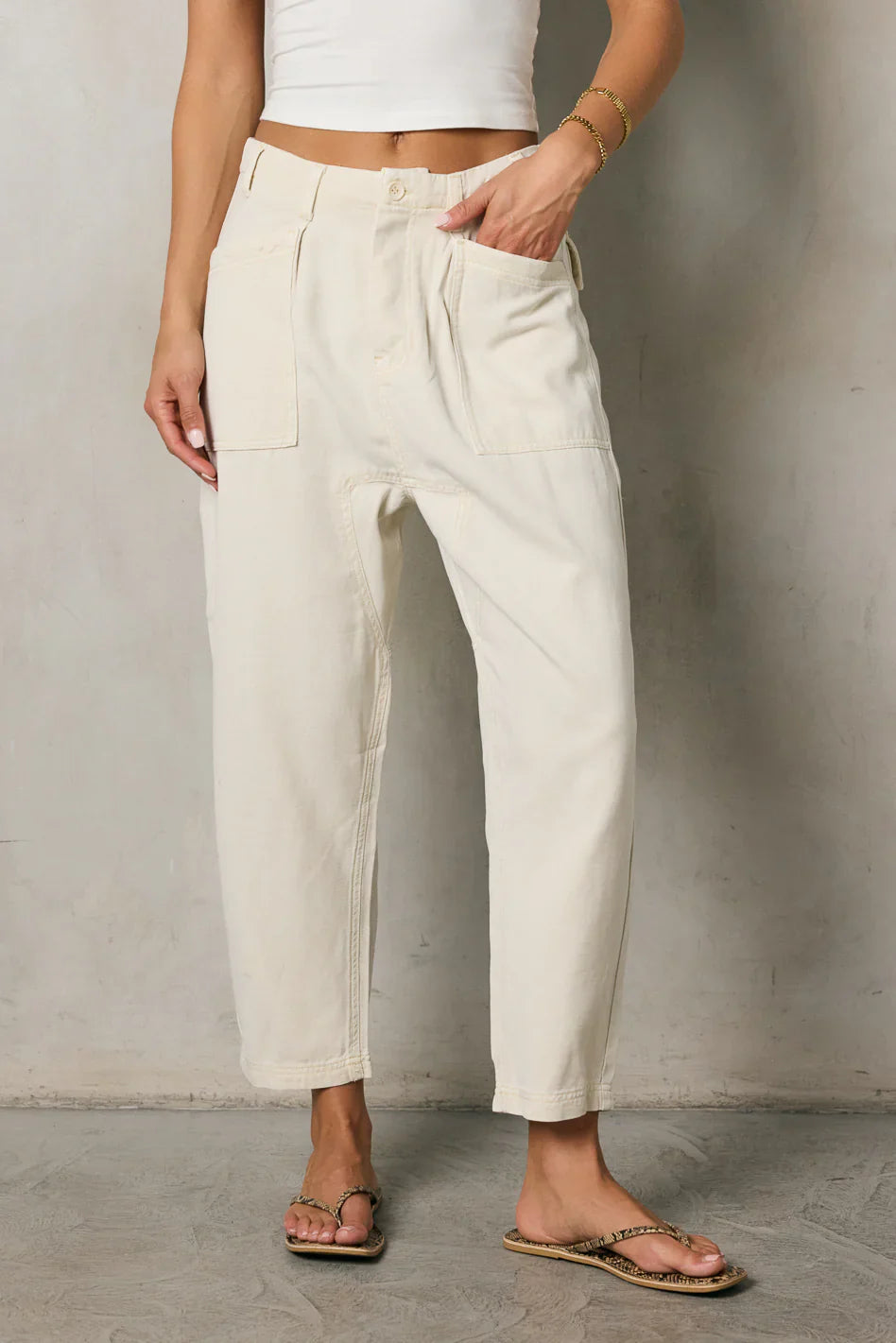 Rosie Tencel Loose Pants in Beige FINAL SALE