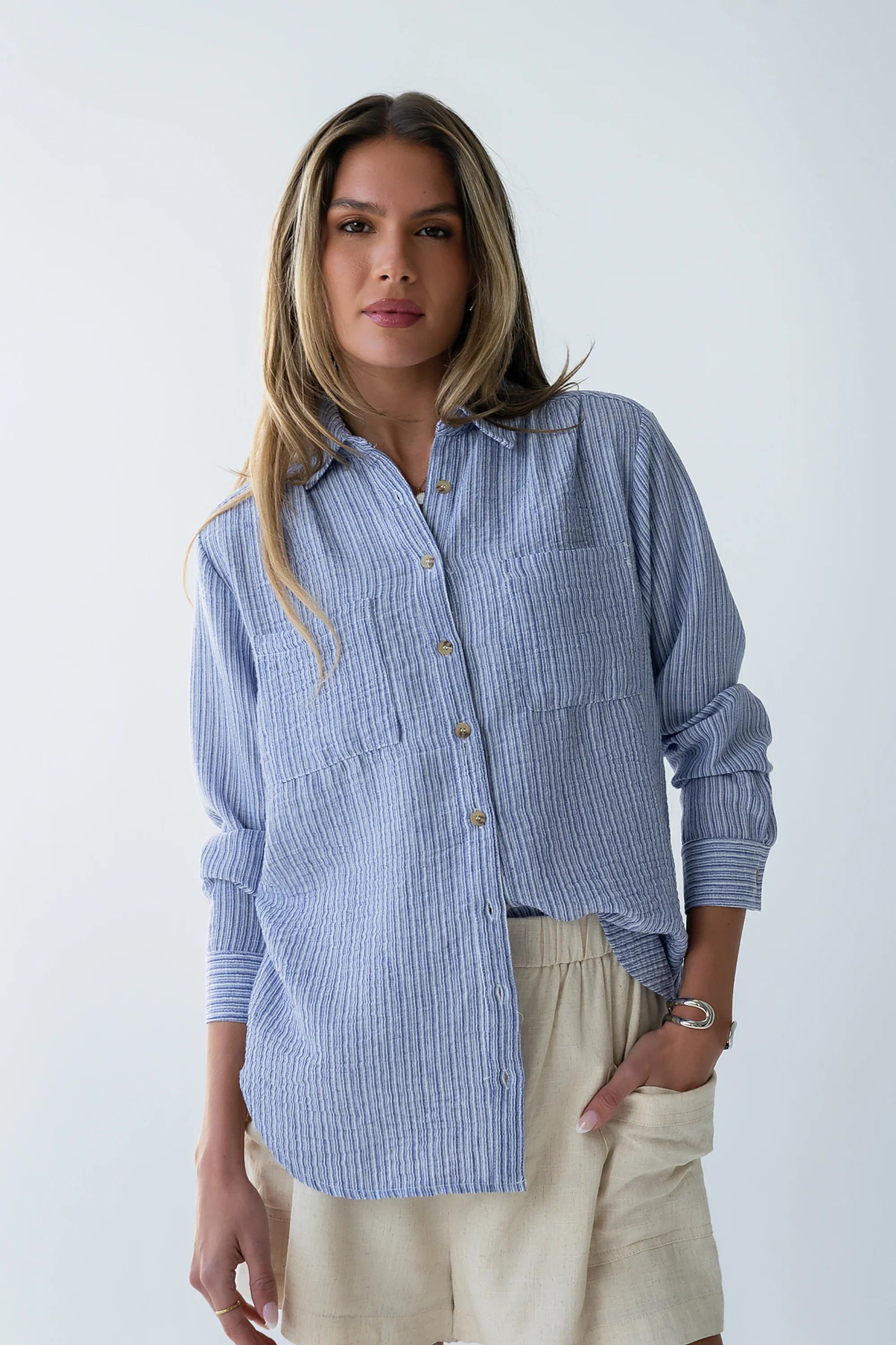 Hillary Striped Button Up