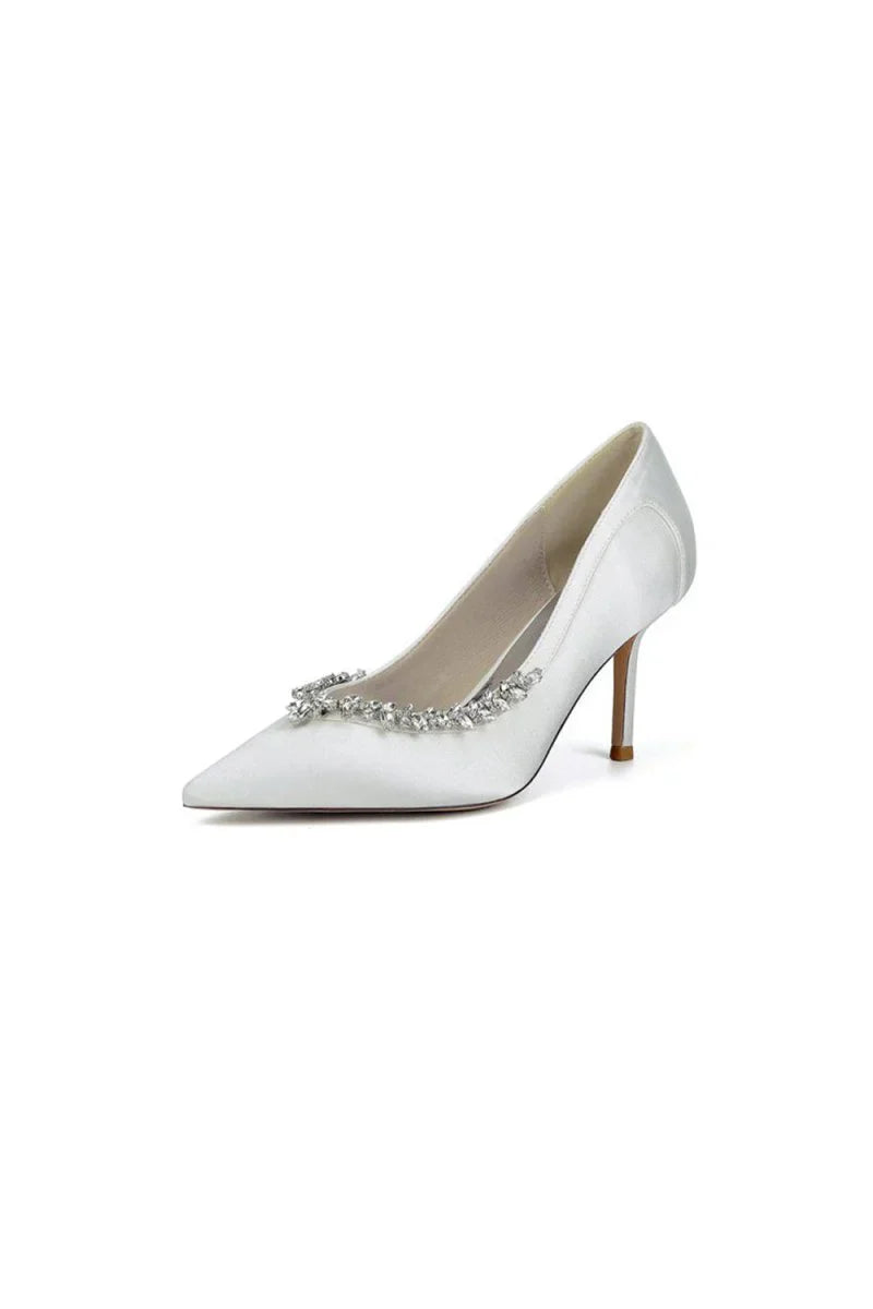 Burgundy High Heels with Crystal Embellishments