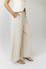 Lucy Striped Baggy Pants in Natural