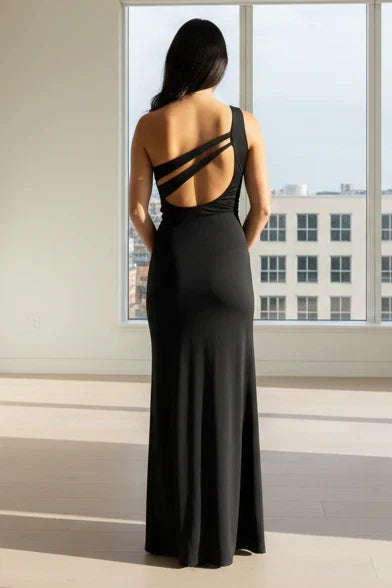 Britt Maxi Dress Black One Shoulder Dress