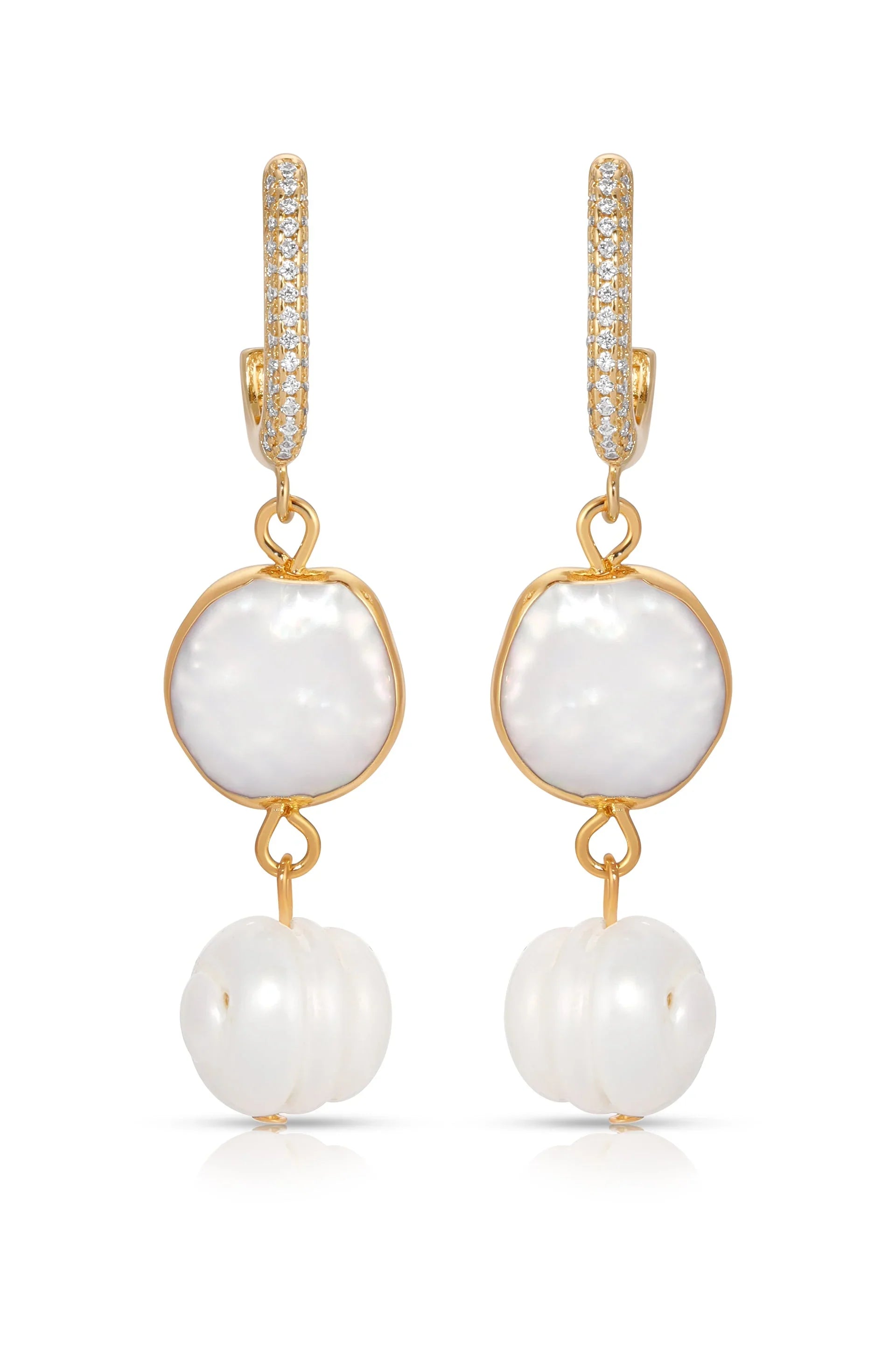 Dangling Freshwater Pearl Huggie Hoop Earrings