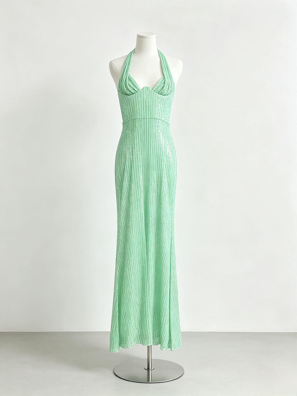 Halter Cutout Sequin Mermaid Maxi Dress