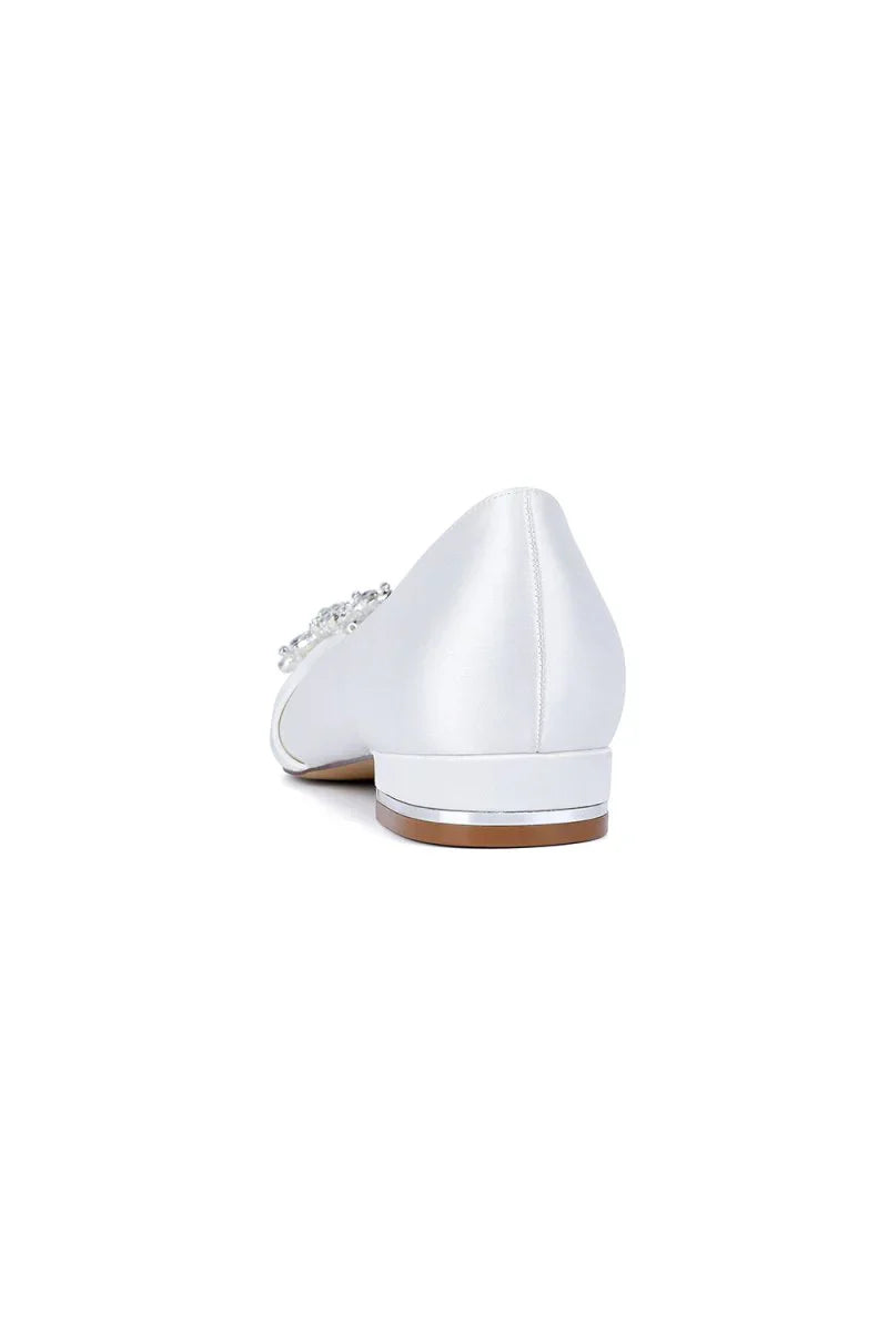 Champagne High Heels with Crystal Flower Embellishment