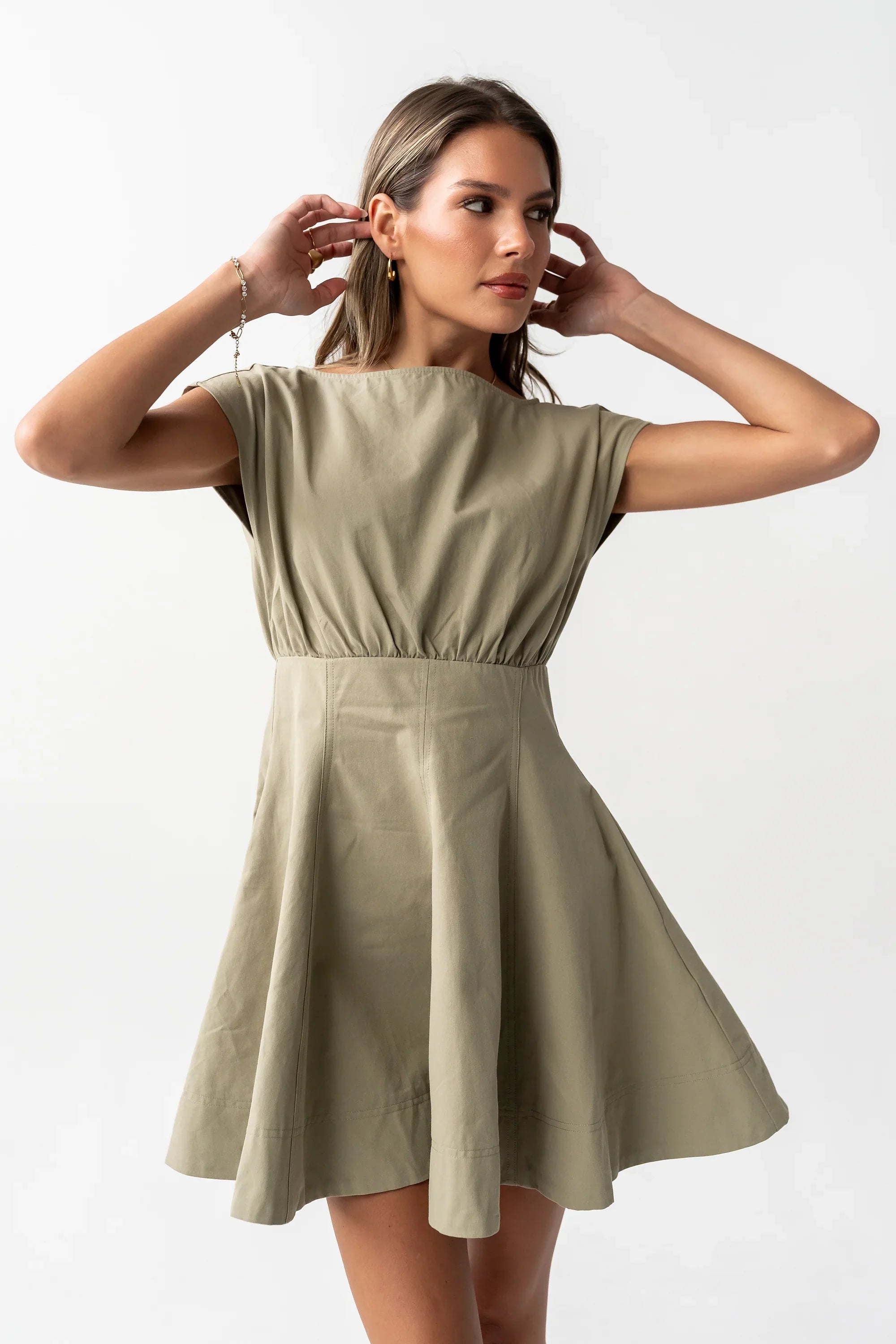 Kinzey Mini Dress in Olive