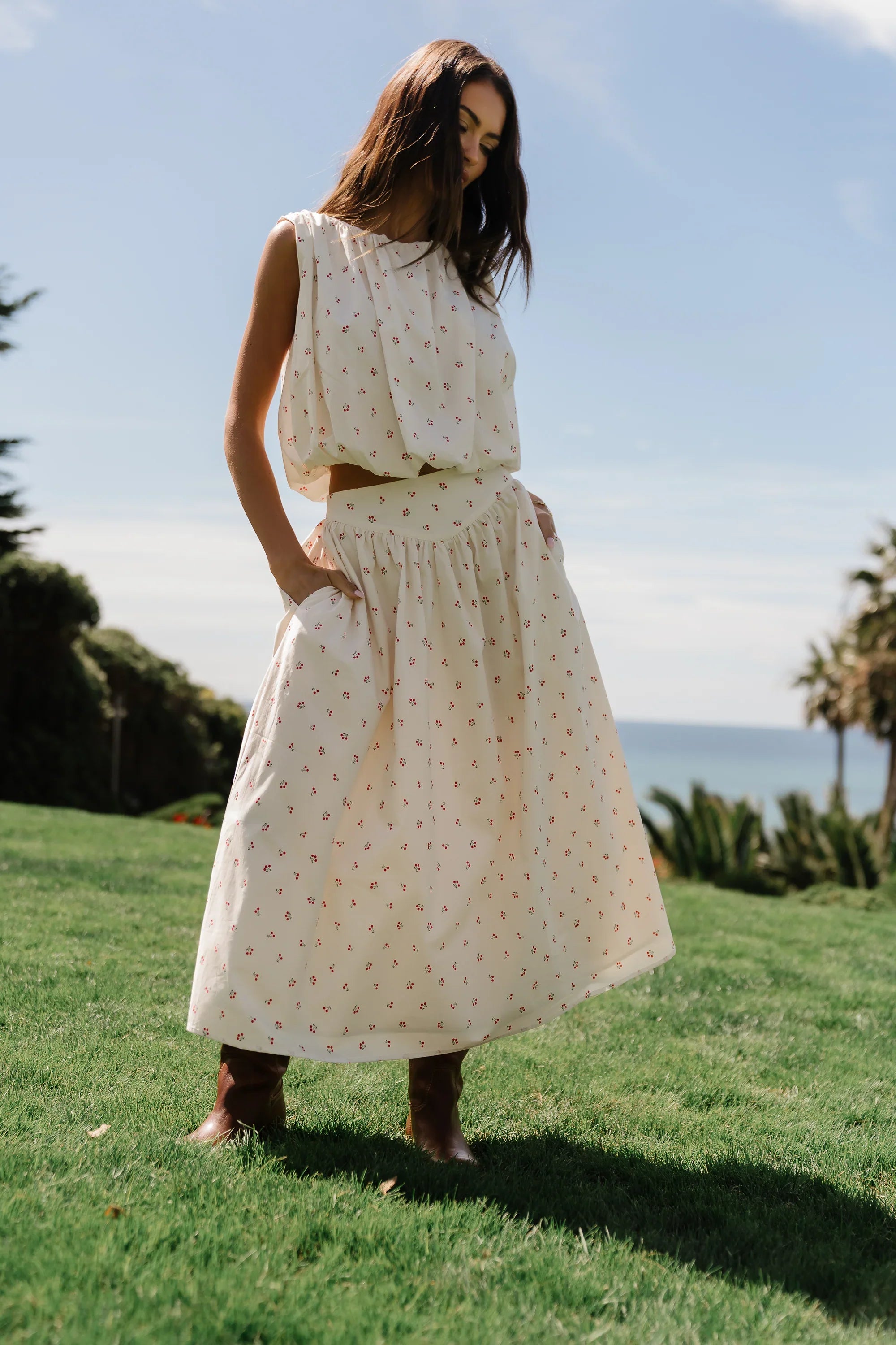 Tyla Cherry Midi Skirt