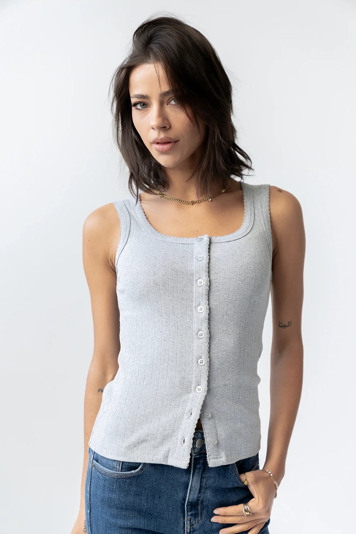 Apollo Knit Tank Top in Grey