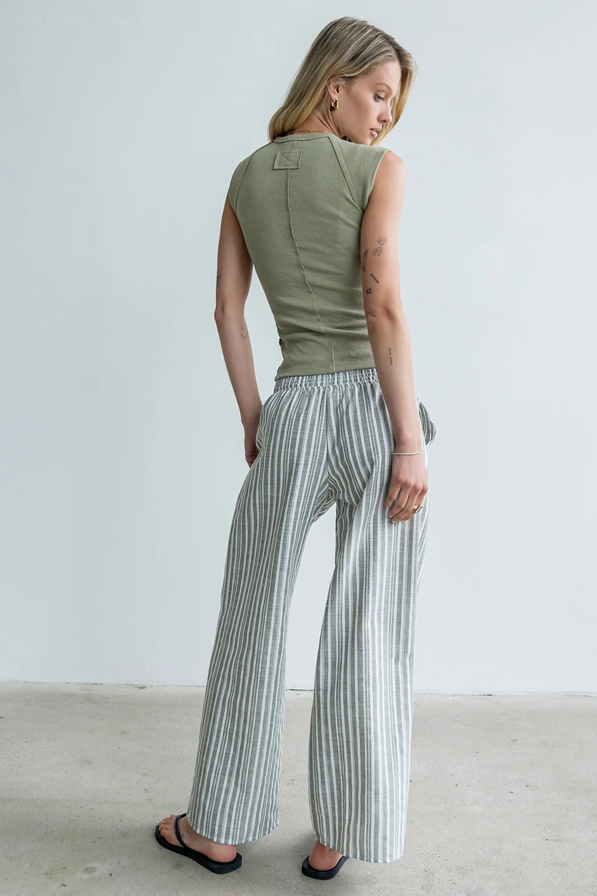 Indiana Striped Pants in Olive