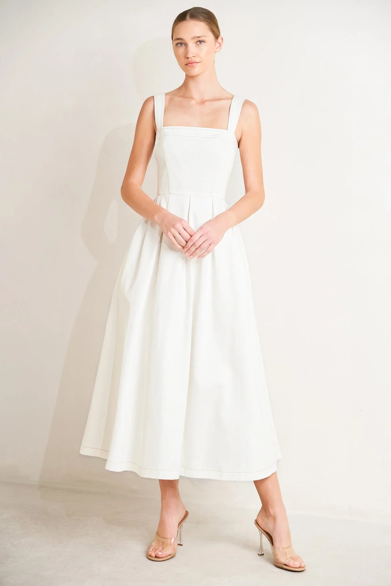 SERENE CHARM OFF WHITE MIDI DRESS FINAL SALE