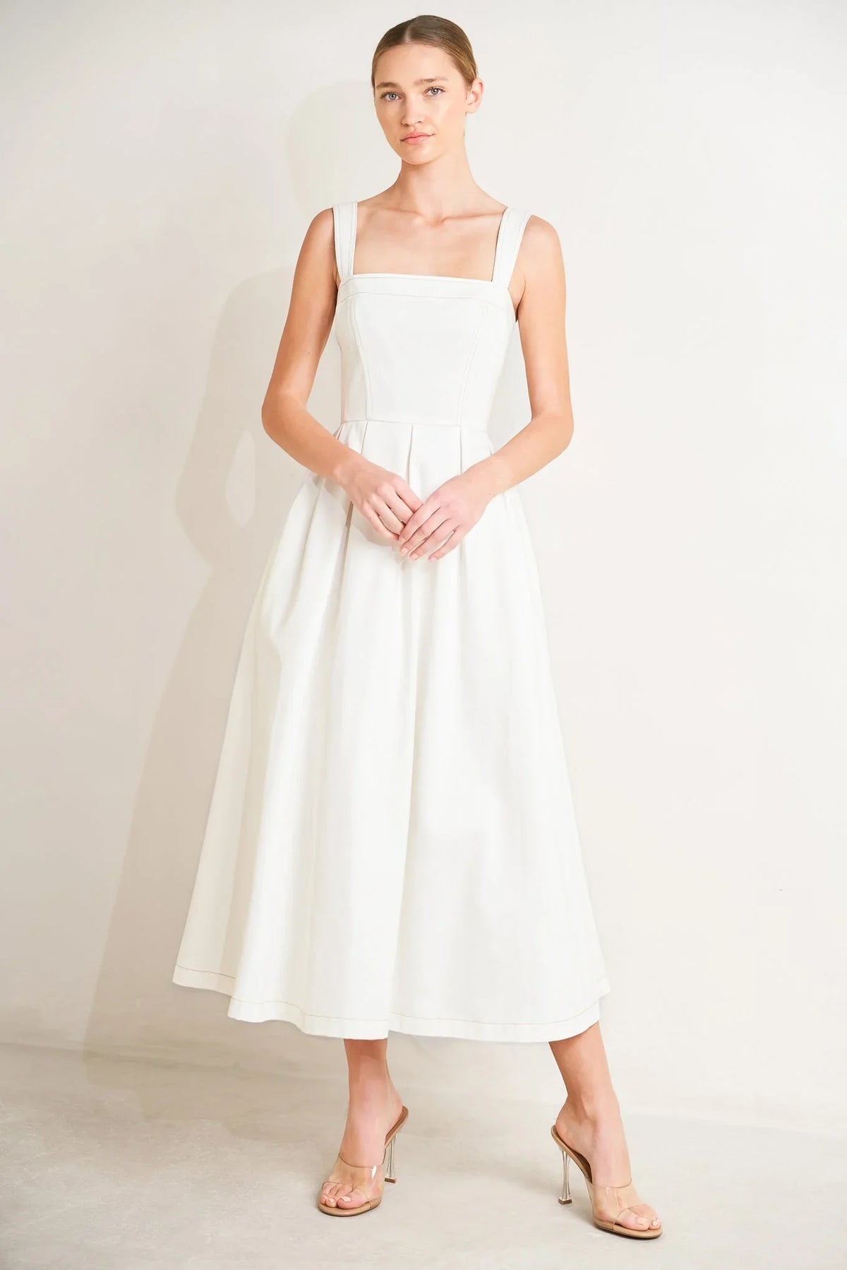 SERENE CHARM OFF WHITE MIDI DRESS FINAL SALE
