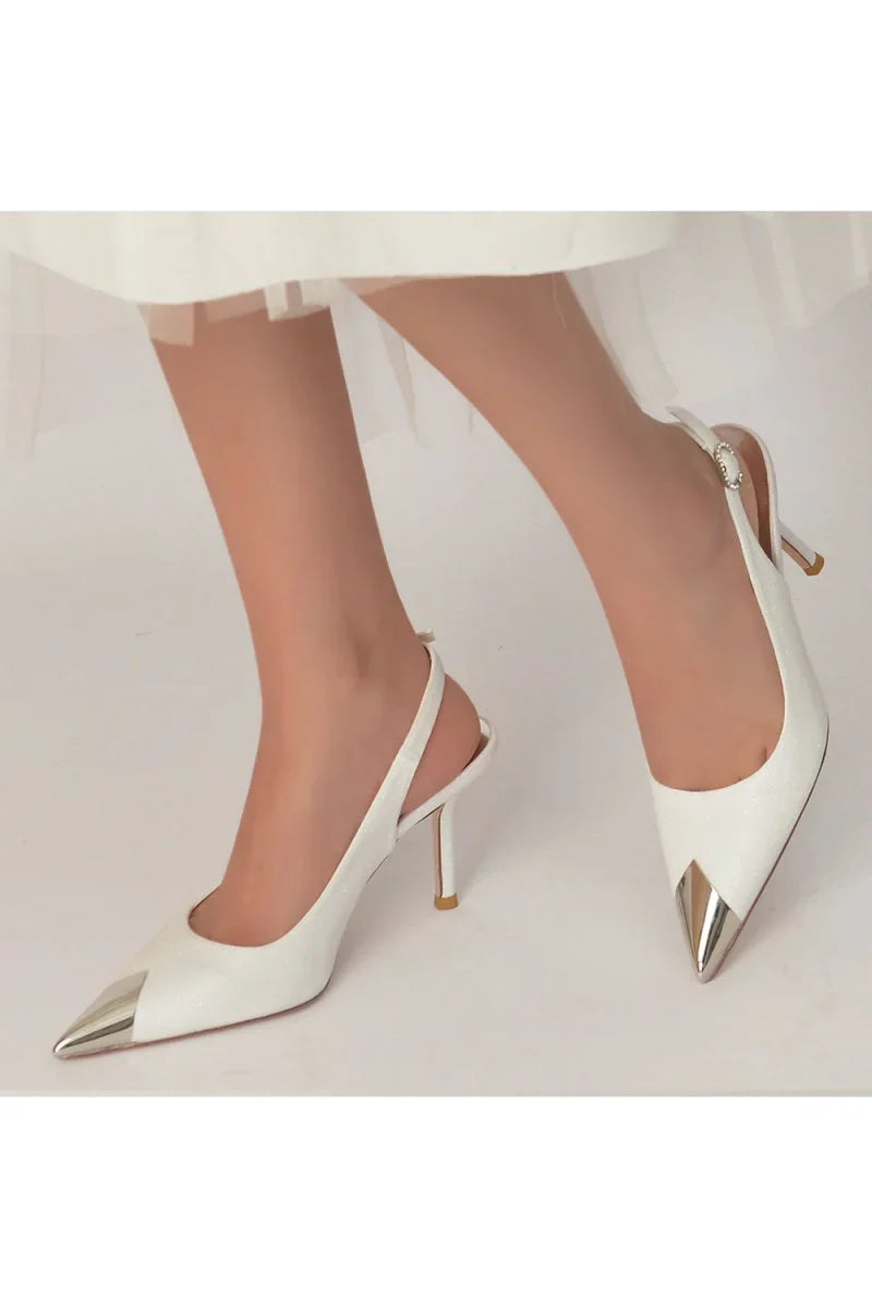 Sequin Slingback Metallic Pointed Toe High Heels