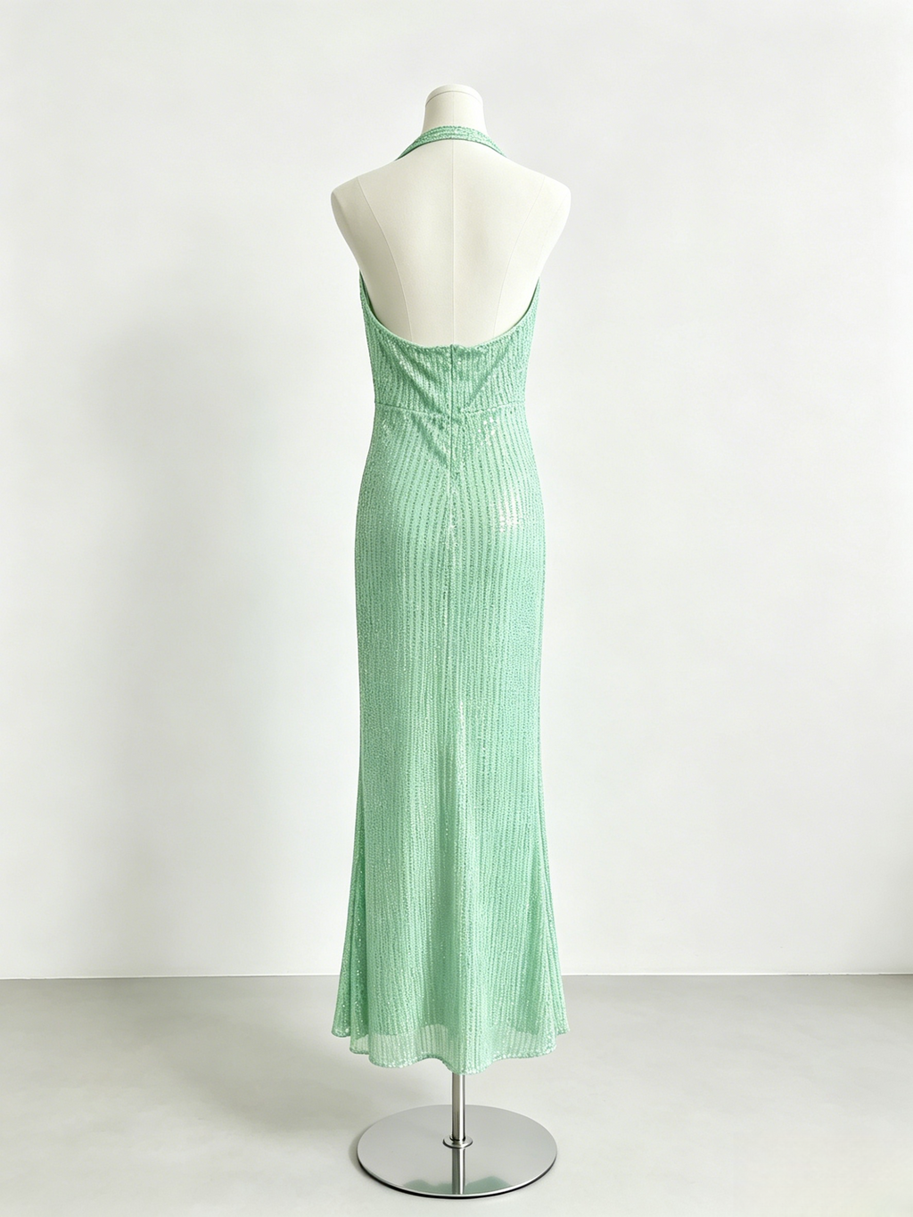 Halter Cutout Sequin Mermaid Maxi Dress