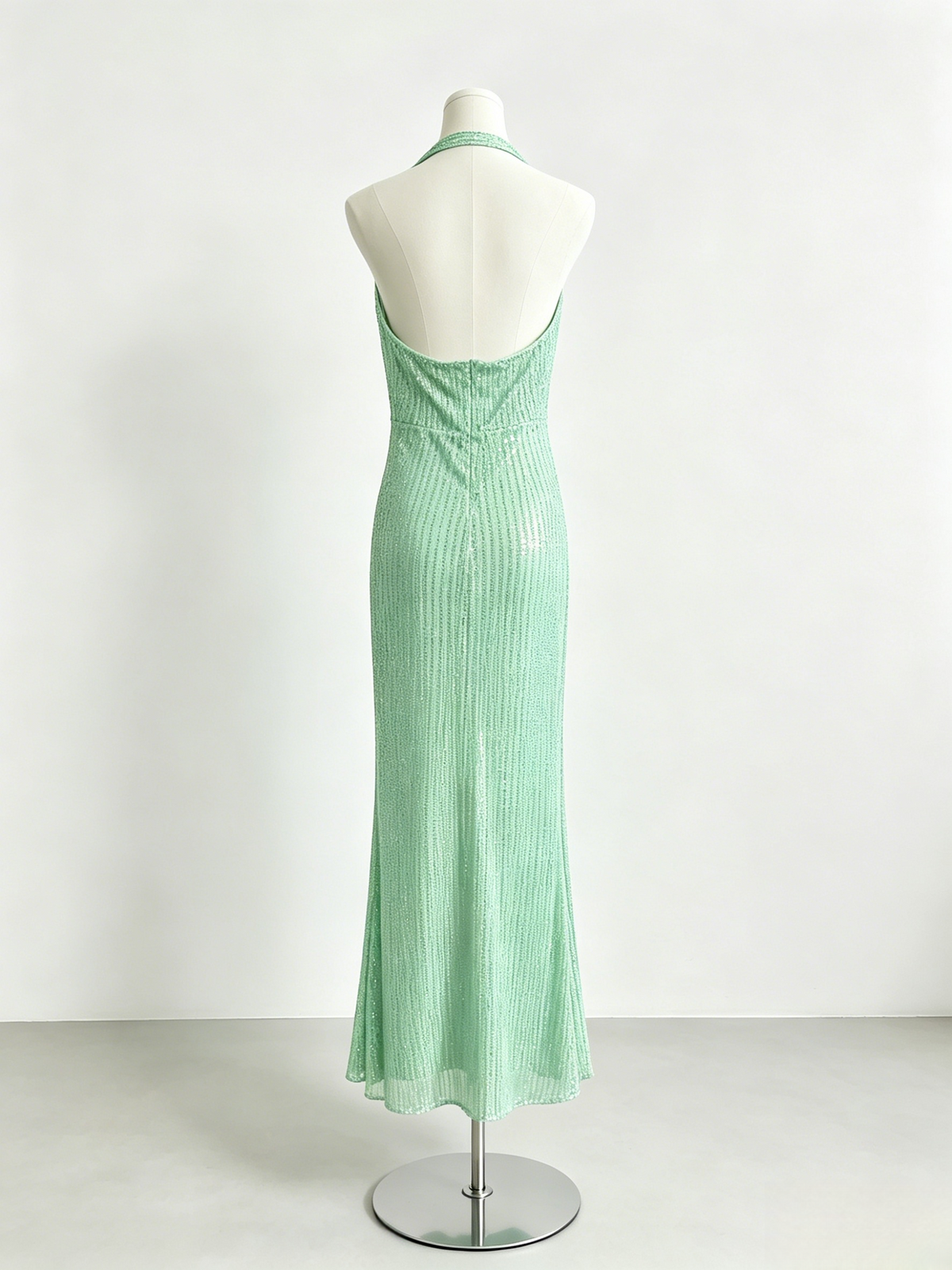 Halter Cutout Sequin Mermaid Maxi Dress