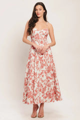 FLORAL HAZE CORAL MIDI DRESS