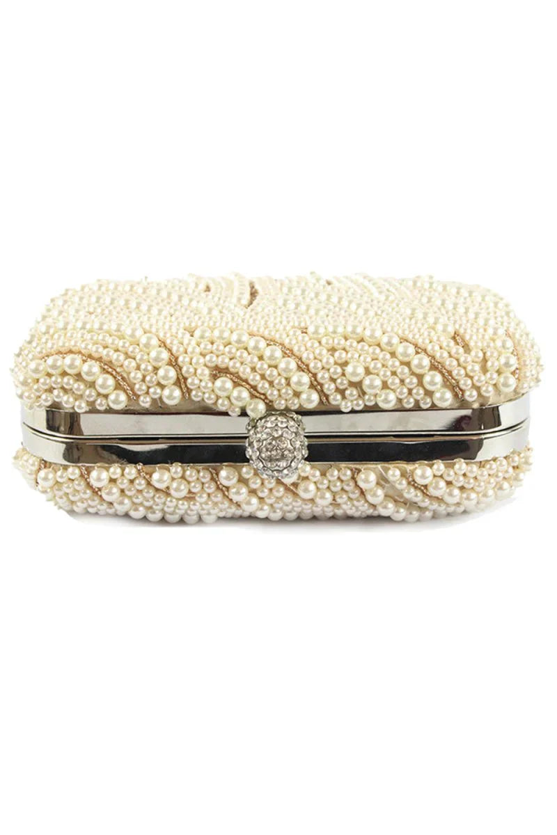 Amazing Pearl With Crystal Rhinestone Chain Clutches