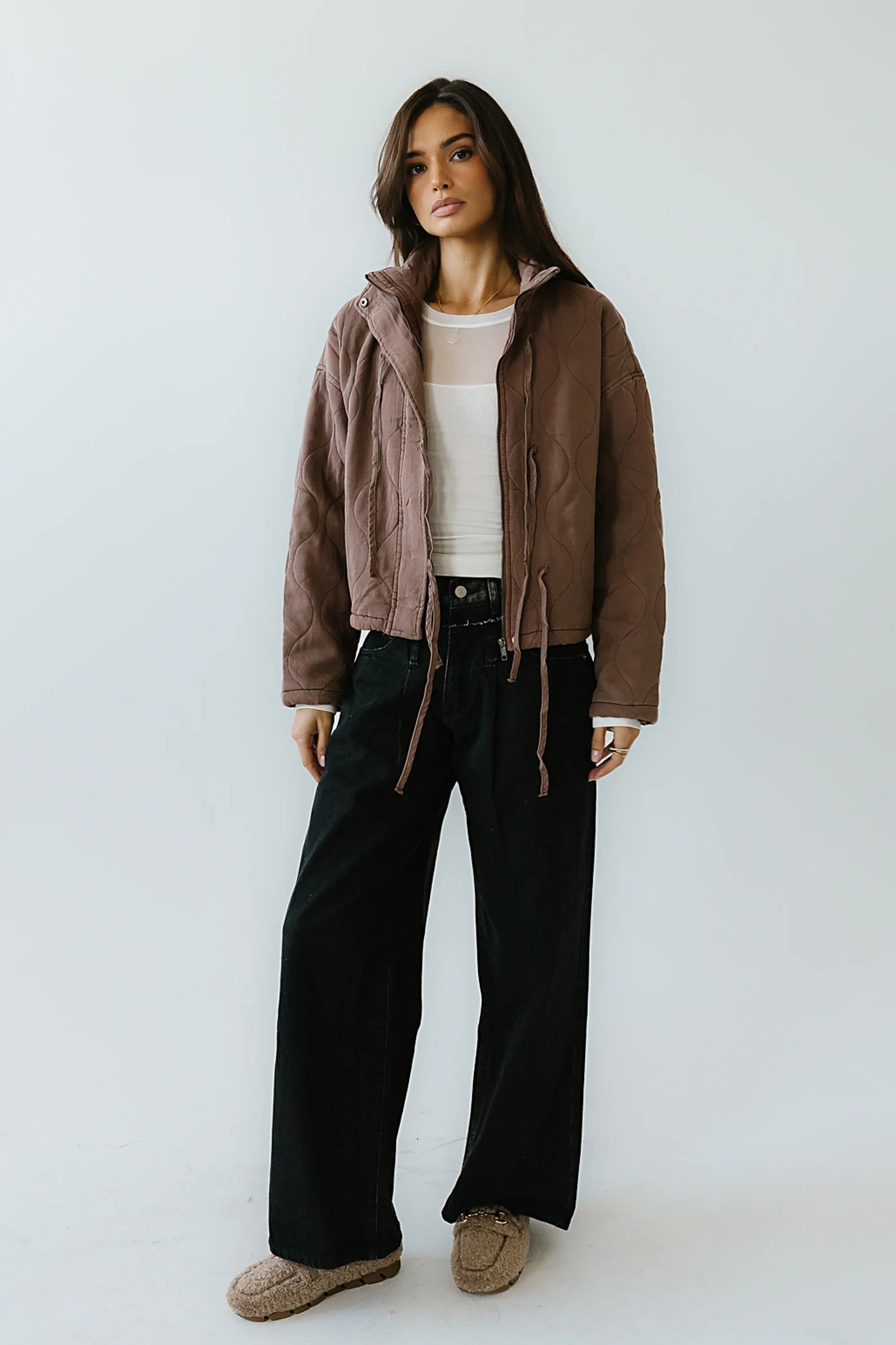 Quinn Quilted Jacket in Brown FINAL SALE