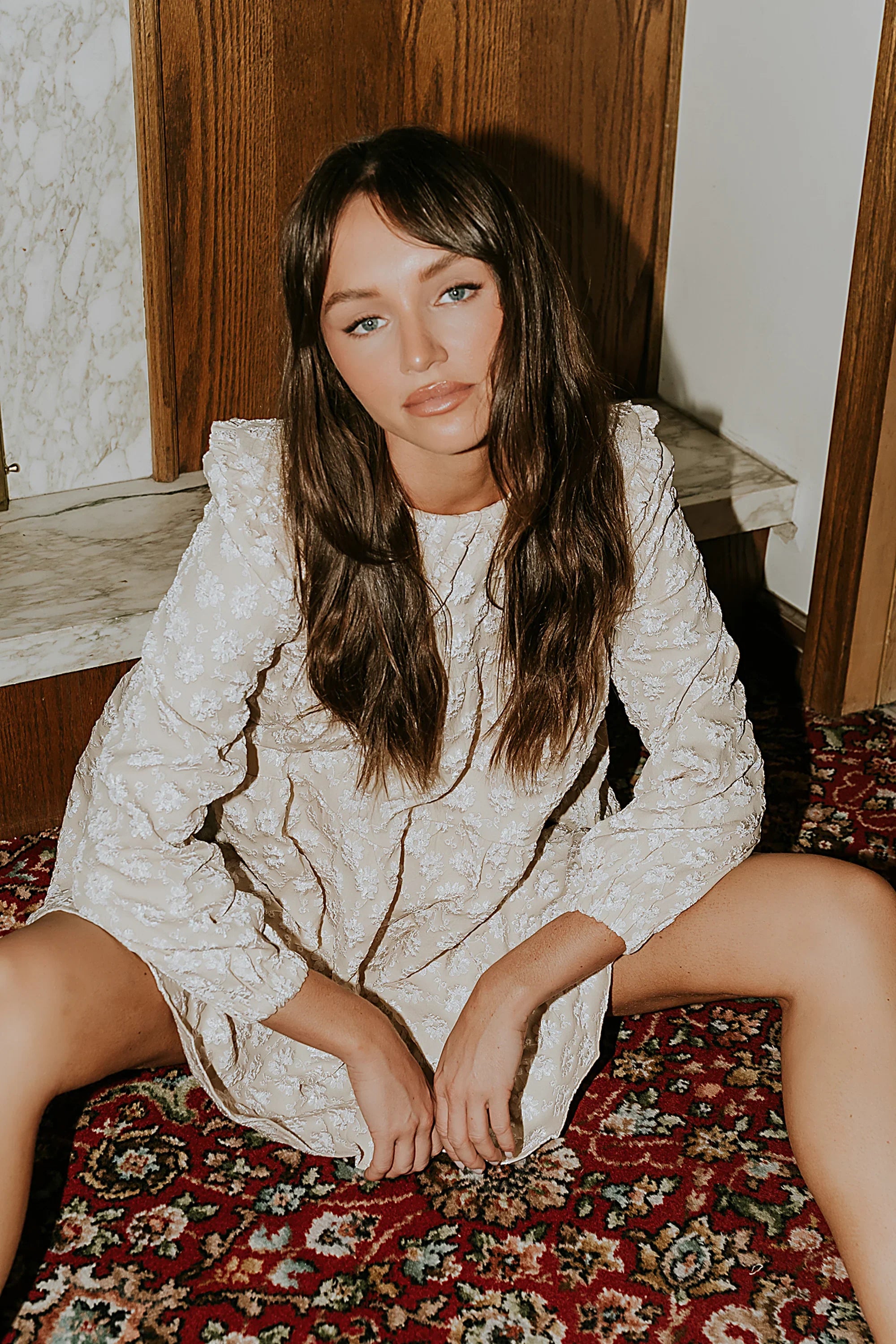 Liam Floral Mini Dress in Oatmeal FINAL SALE