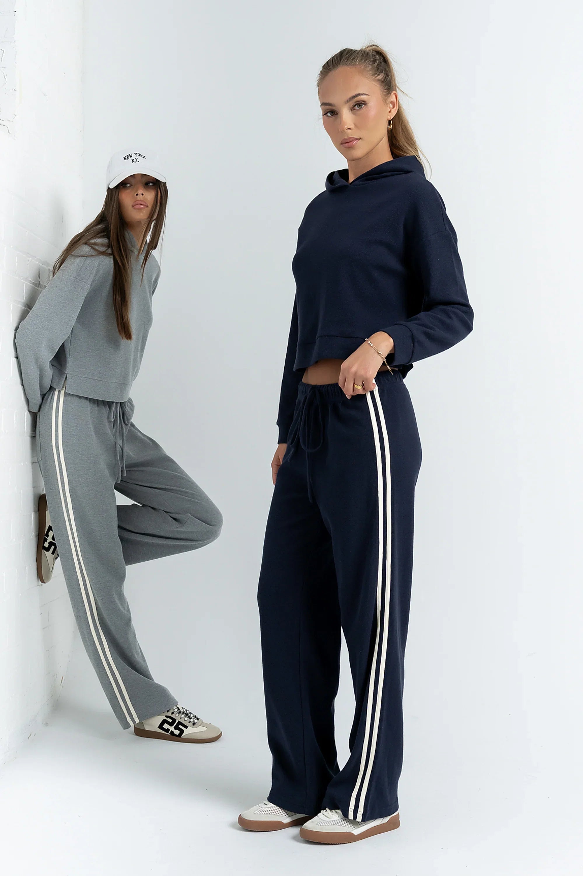 Kourtney Waffle Knit Hoodie in Grey