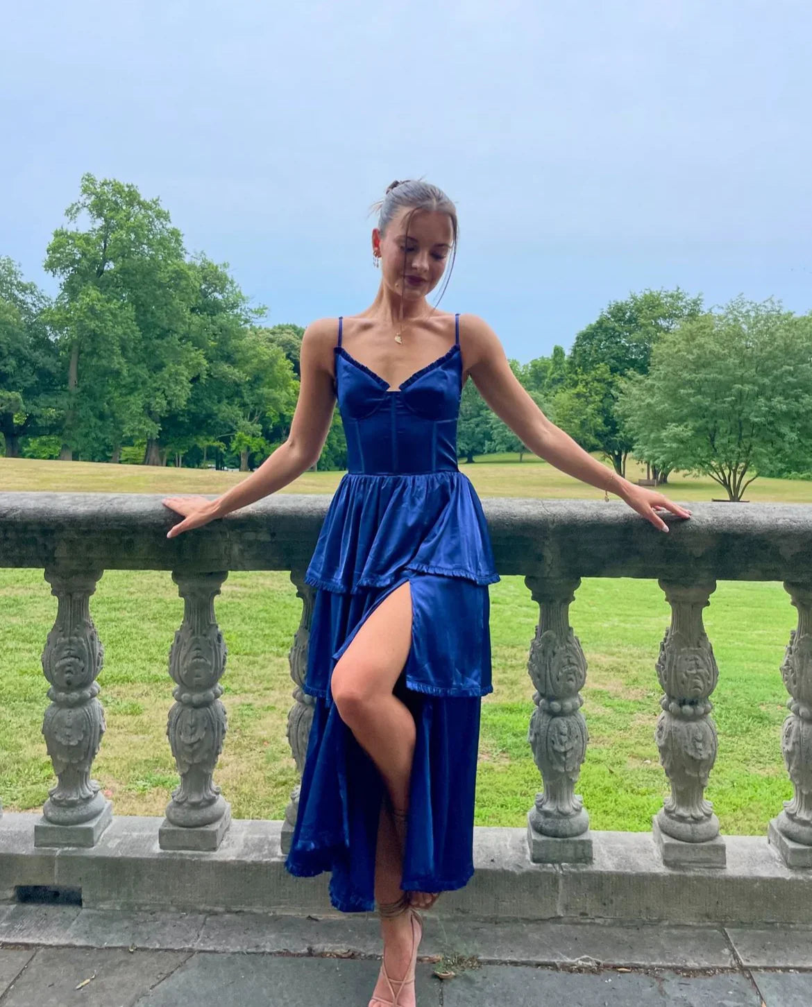 Maeve Corset Midi Dress Navy