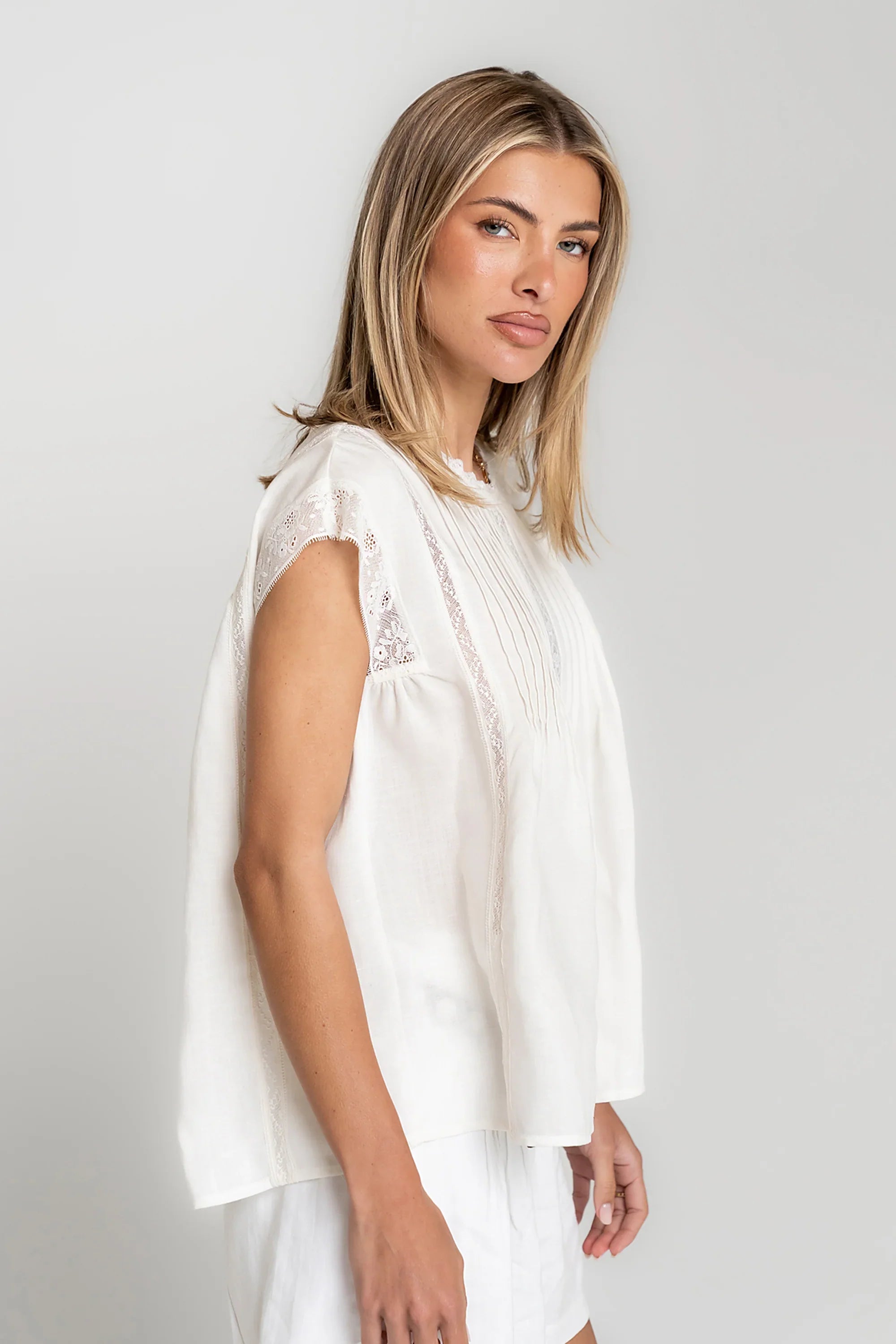 Cambree Pleated Blouse in White