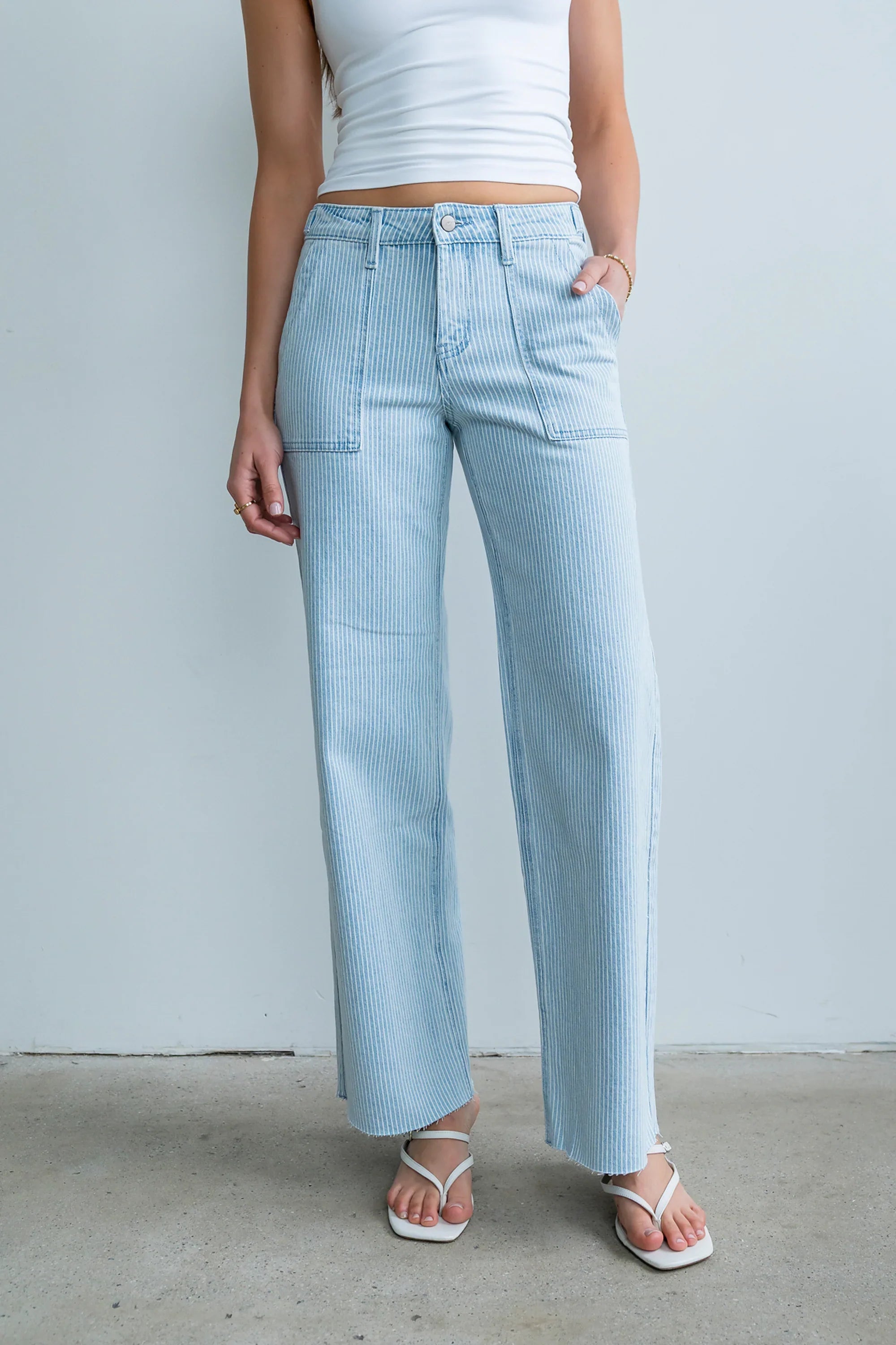Sydney Striped Wide Leg Jeans
