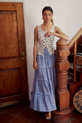 Rain Striped Maxi Skirt in Blue FINAL SALE