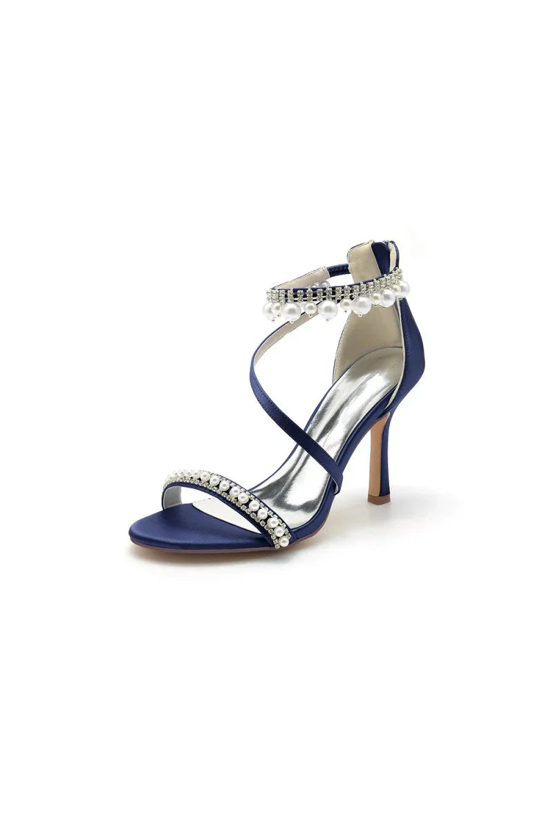 Elegant Single Strap Pearl Beaded Wedding Shoes