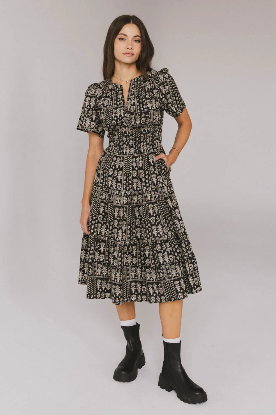 Sandra Smocked Waist Midi Dress FINAL SALE