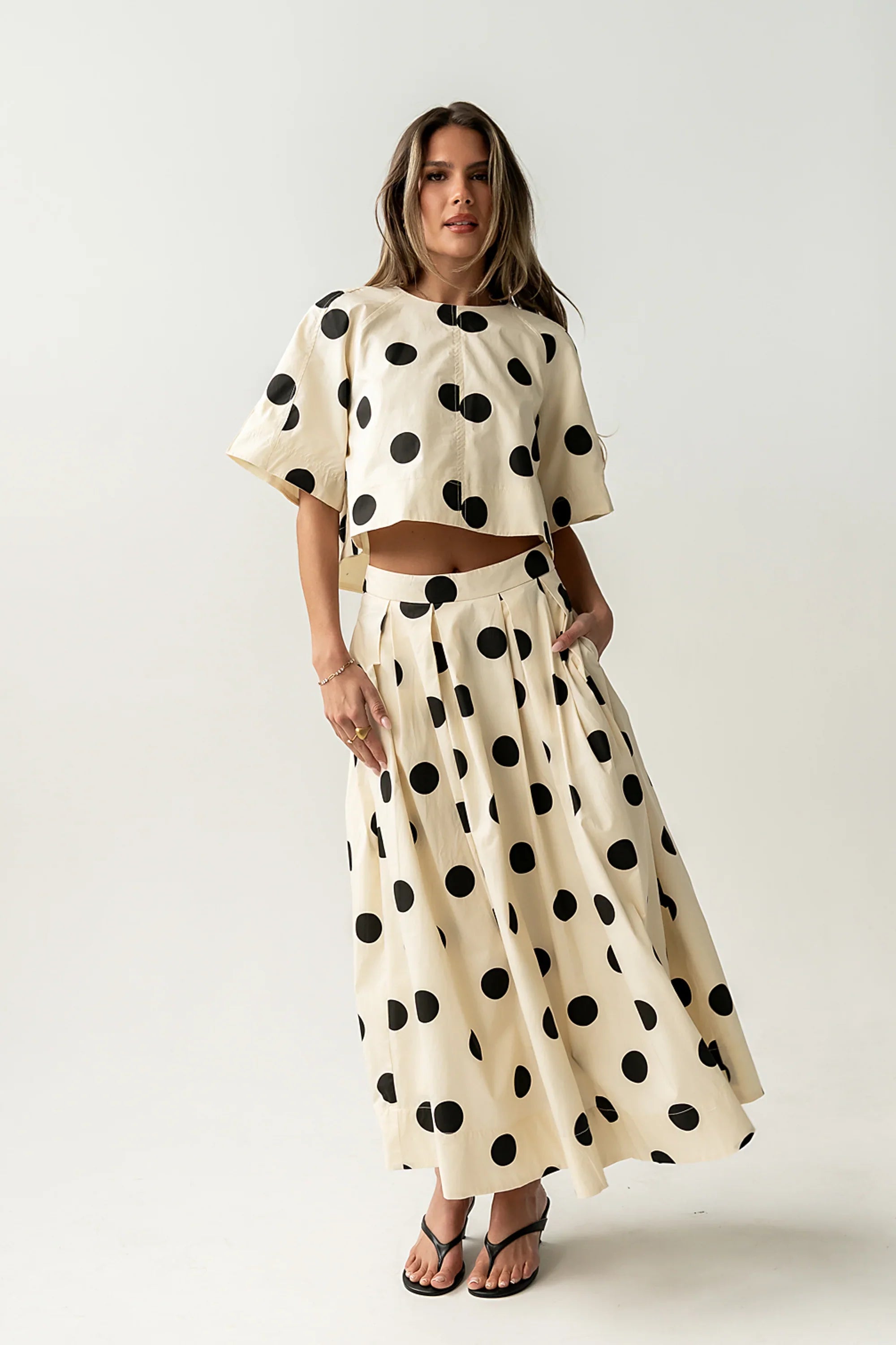 Jacklynn Polka Dot Midi Skirt