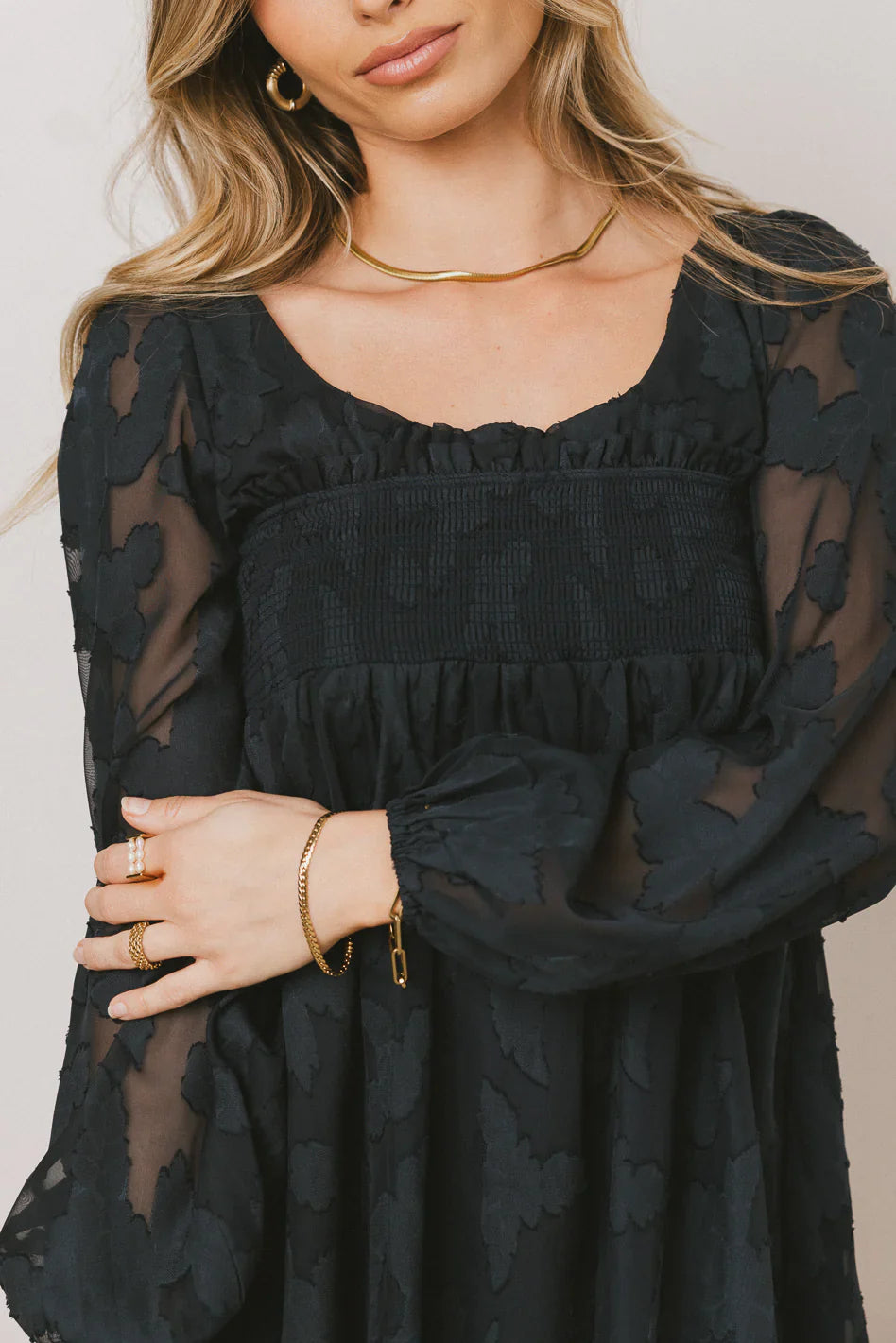 Miles Smocked Mini Dress in Navy FINAL SALE