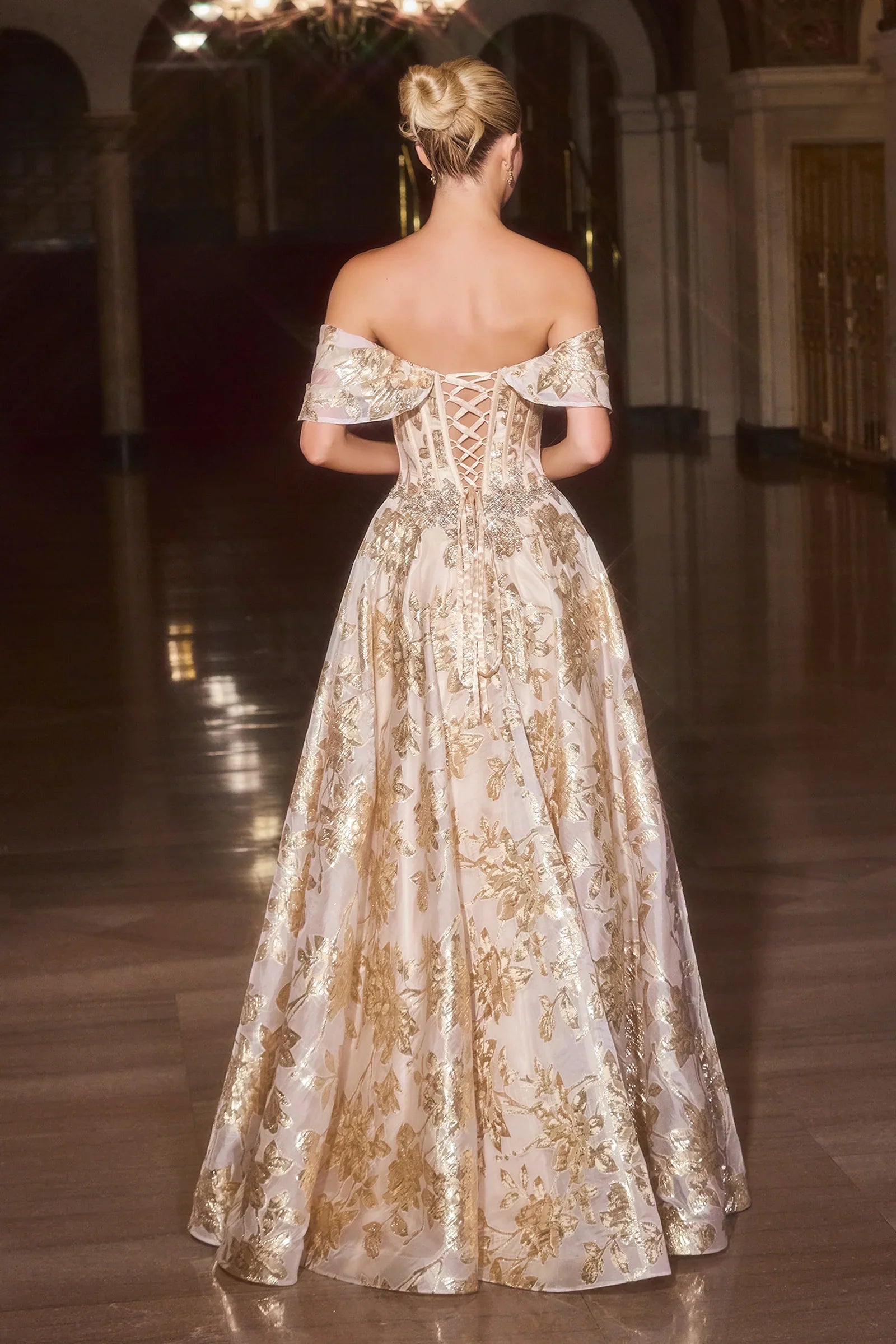 Glenna Gown Off The Shoulder Floral Ball Gown