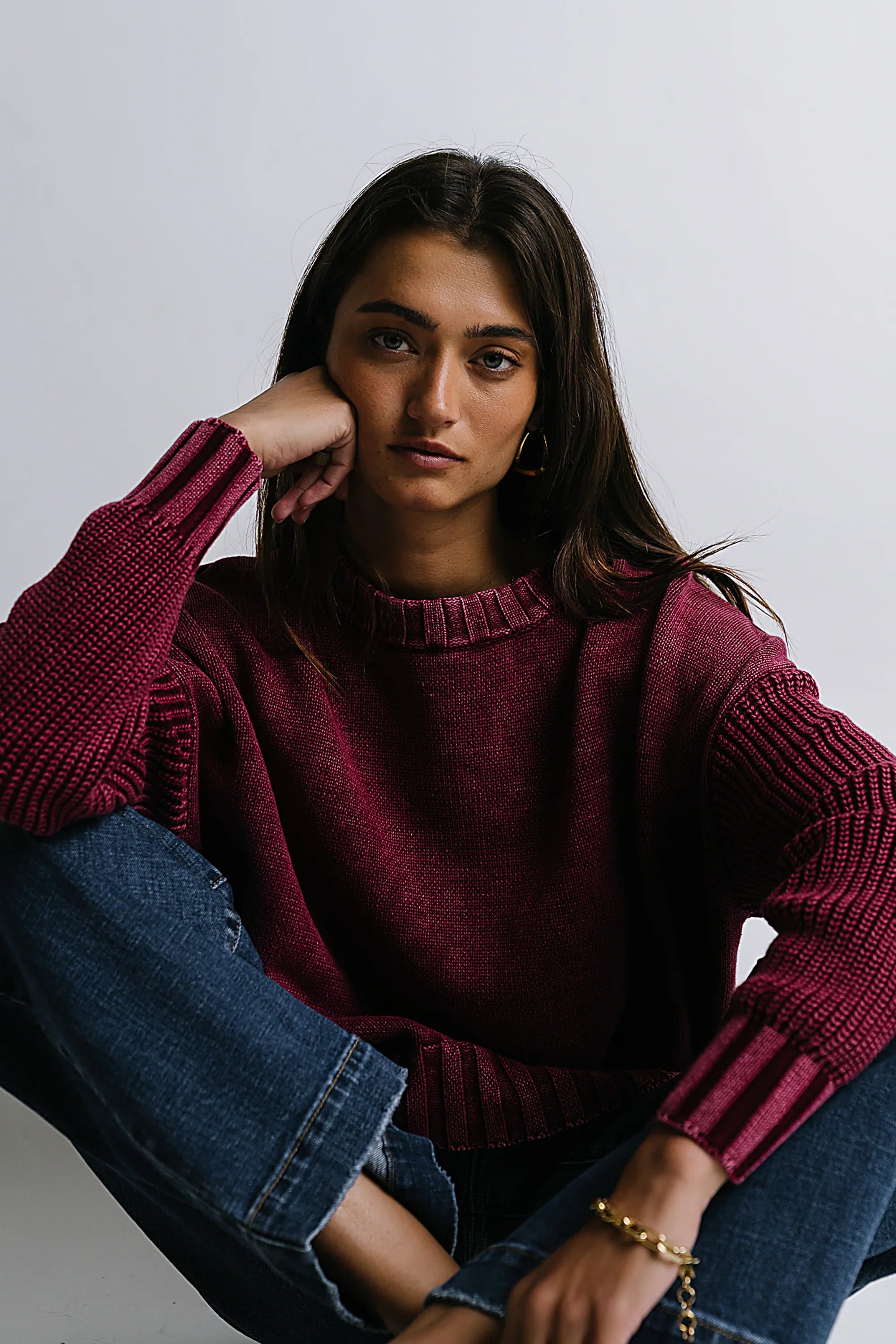 Payton Knit Sweater in Burgundy FINAL SALE