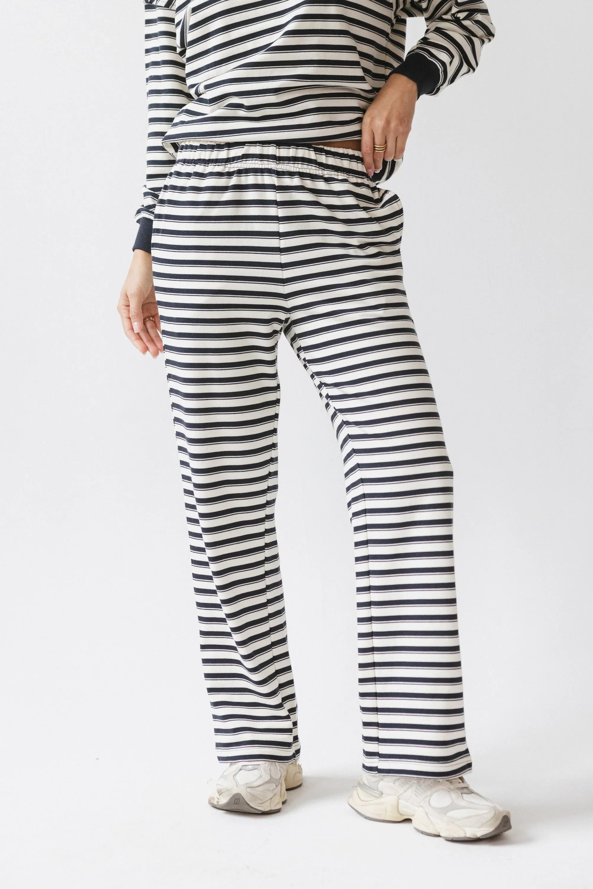 Taya Striped Wide Leg Pants in Navy FINAL SALE
