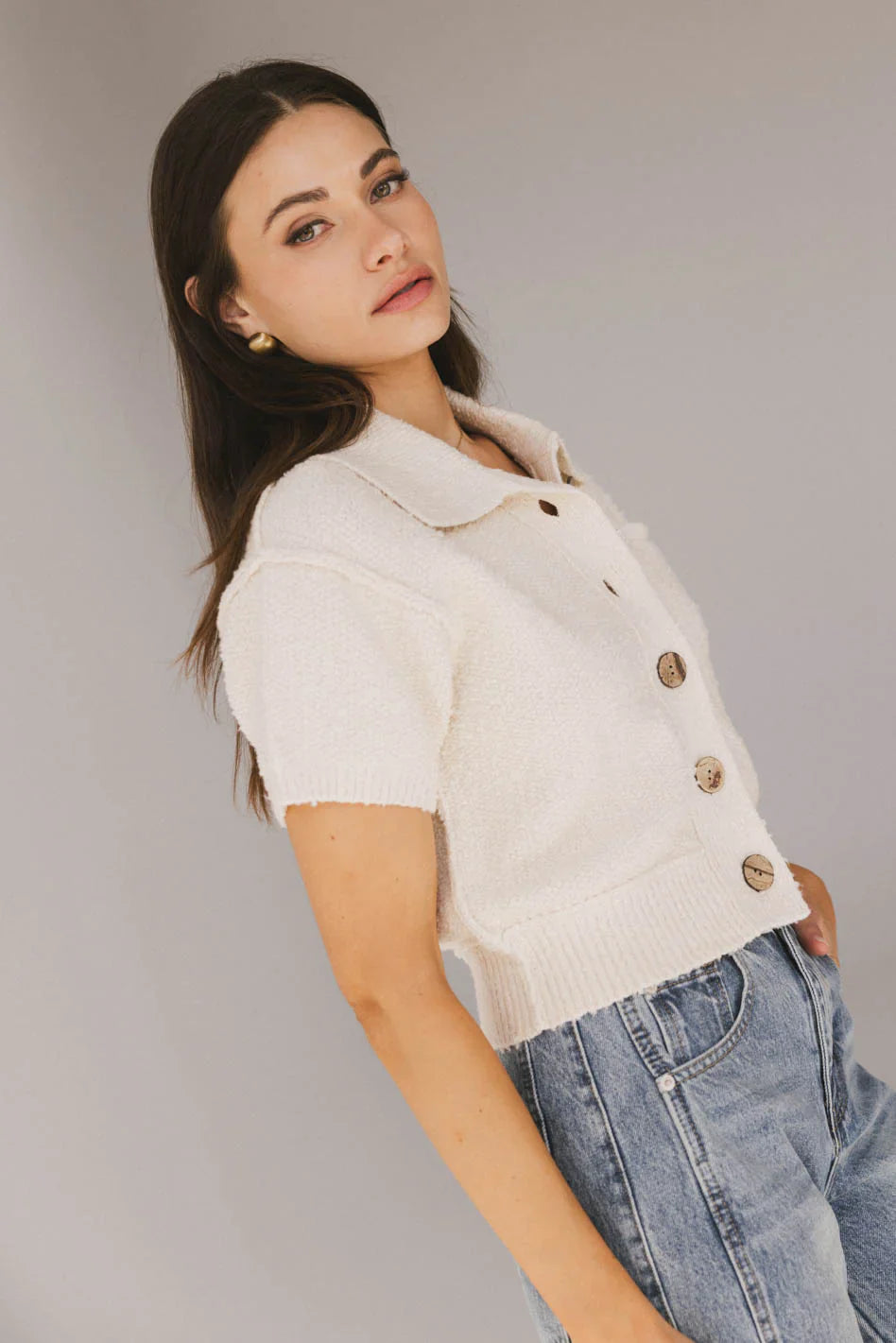 Hayes Knit Cardigan in Cream FINAL SALE