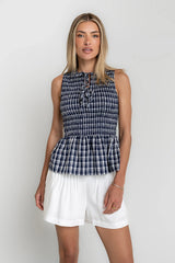 Peggy Gingham Smocked Tank