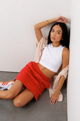 Sarah Quilted Mini Skirt in Red FINAL SALE