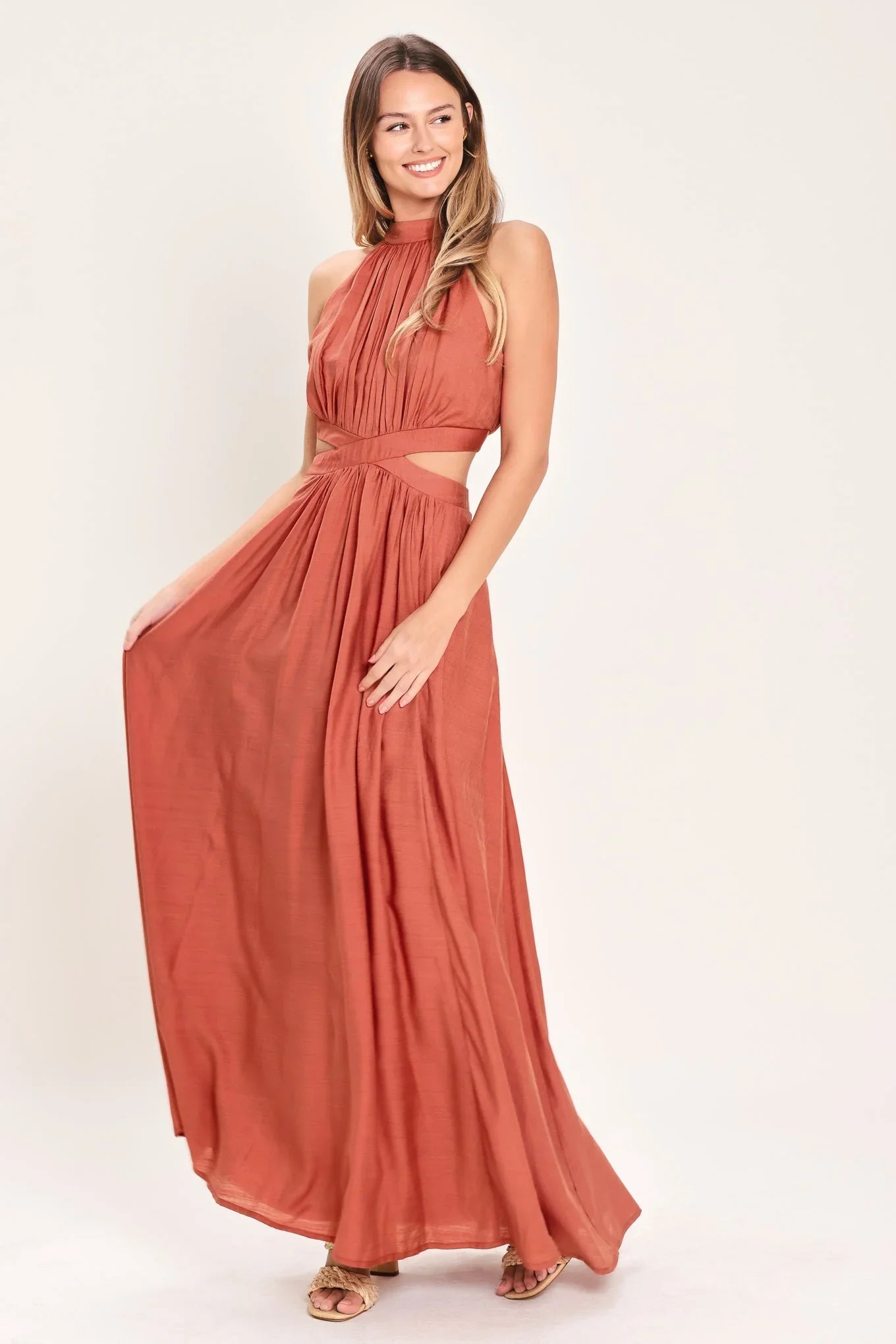 HALTER MAXI DRESS WITH SIDE CUT OUTS