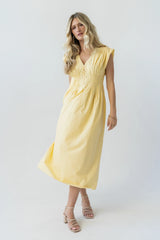 Barb Pleated Midi Dress in Yellow