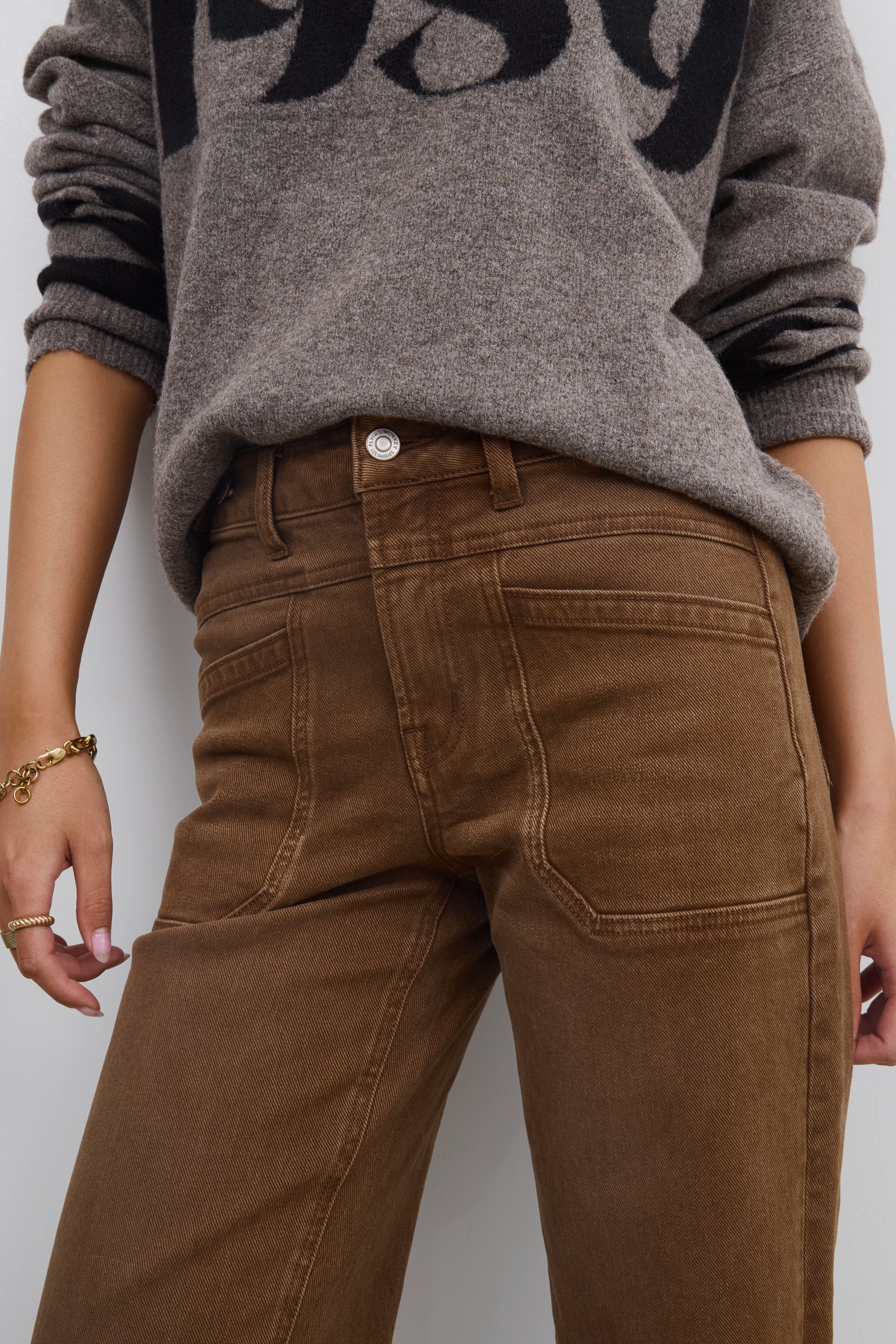 Amber Wide Leg Jeans in Brown FINAL SALE
