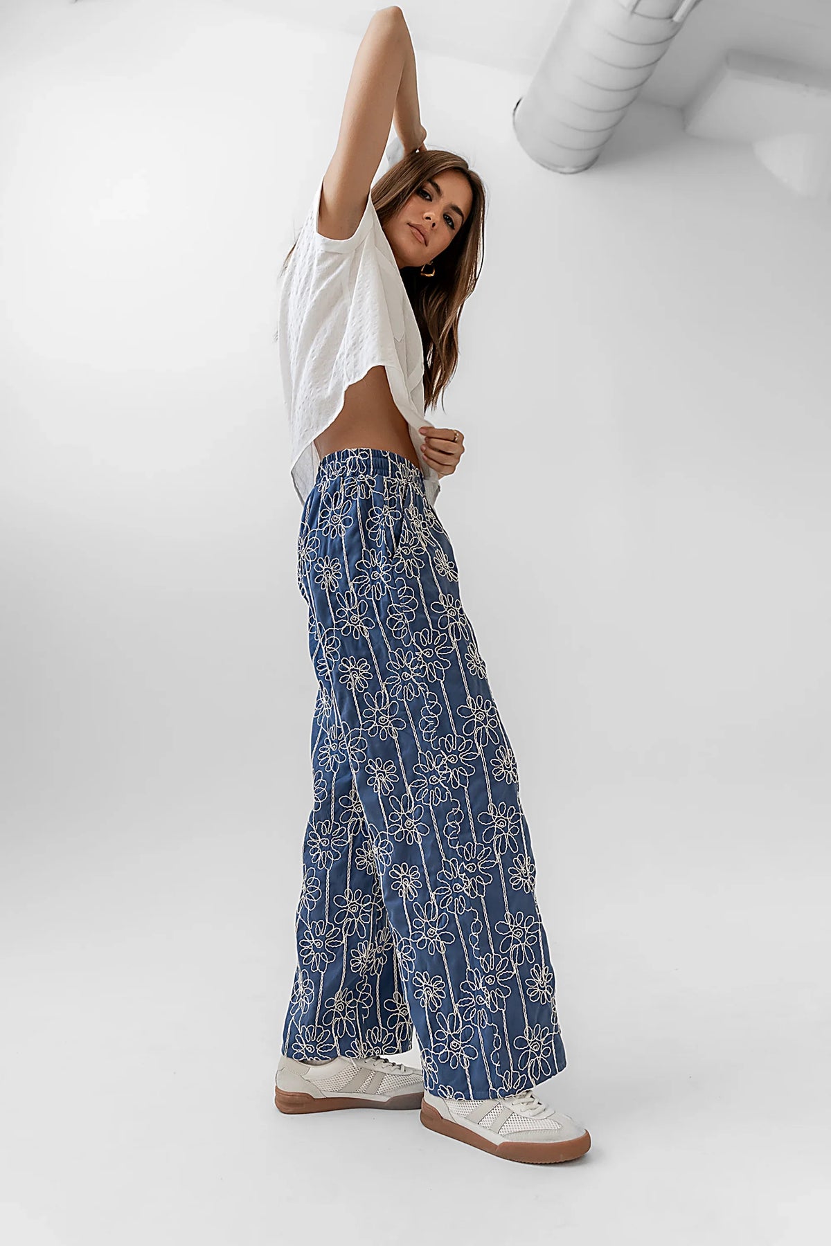 Alanna Embroidered Pants in Blue FINAL SALE