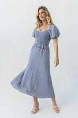 Renley Plaid Midi Dress in Navy