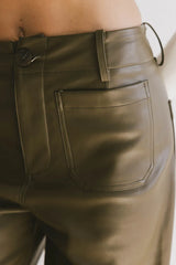 Sadie Wide Leg Pants in Olive Leather FINAL SALE