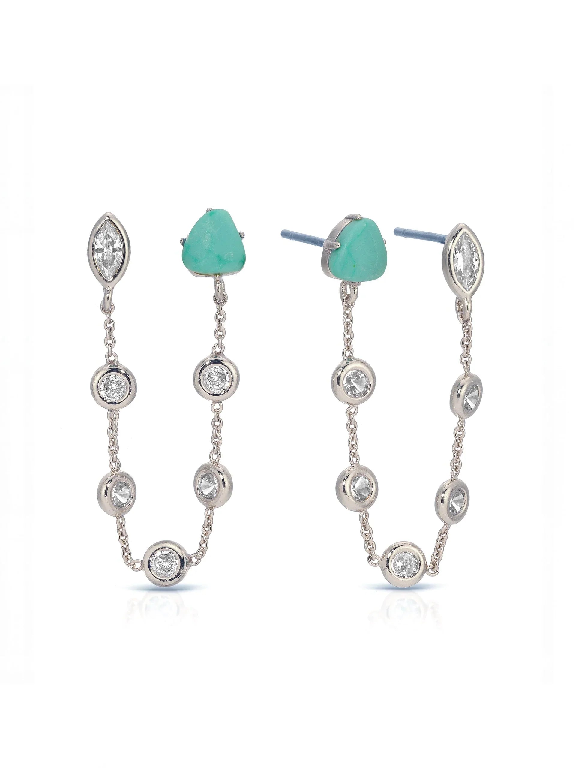 Double Piercing Turquoise Earrings