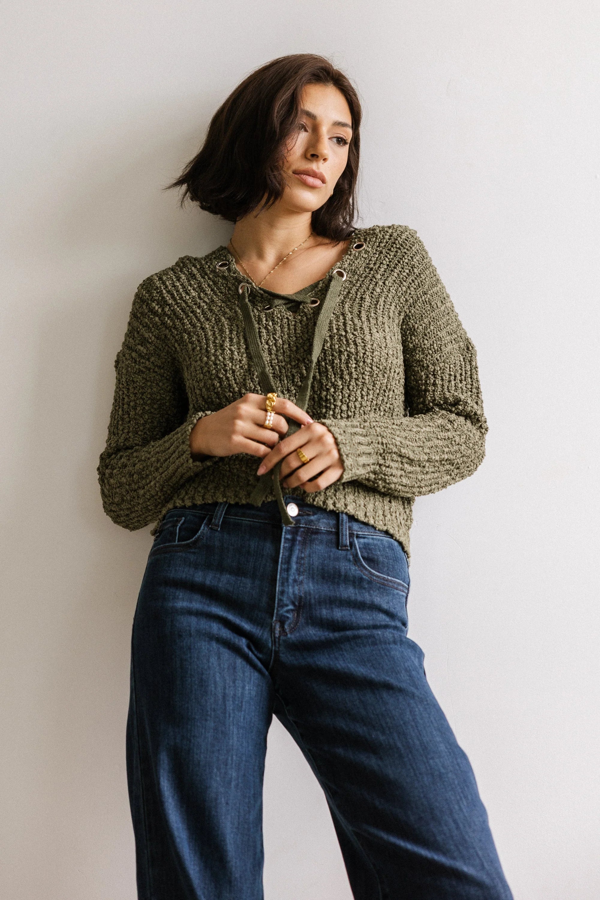 Georgie Knit Sweater in Olive