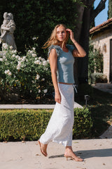 Moxie Floral Maxi Skirt in Off White