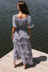 Eugena Ruffled Maxi Dress in Blue FINAL SALE