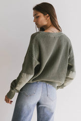 Inda Henley Sweater in Olive FINAL SALE