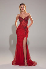 MACKENZIE GOWN FITTED STRAPLESS DRESS
